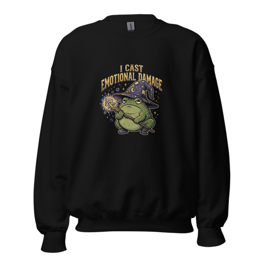 I Cast Emotional Damage - Wizard Toad Unisex Apparel - Crewneck Sweatshirt