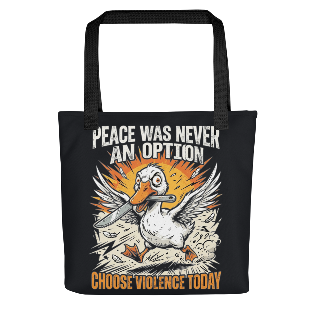 Peace Was Never An Option Goose — All-Over Print Canvas Tote Bag