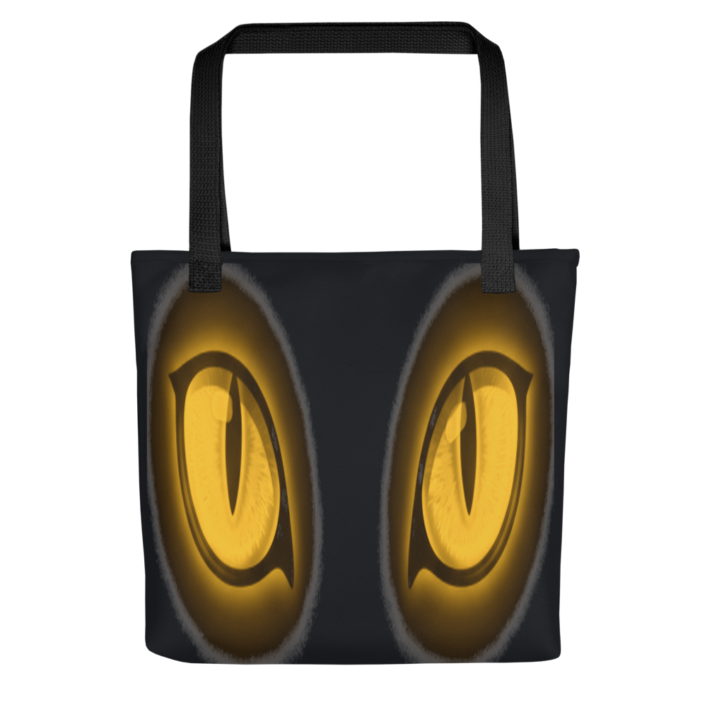 The Void — Glowing Golden Cat Eyes — All-Over Print Canvas Tote Bag