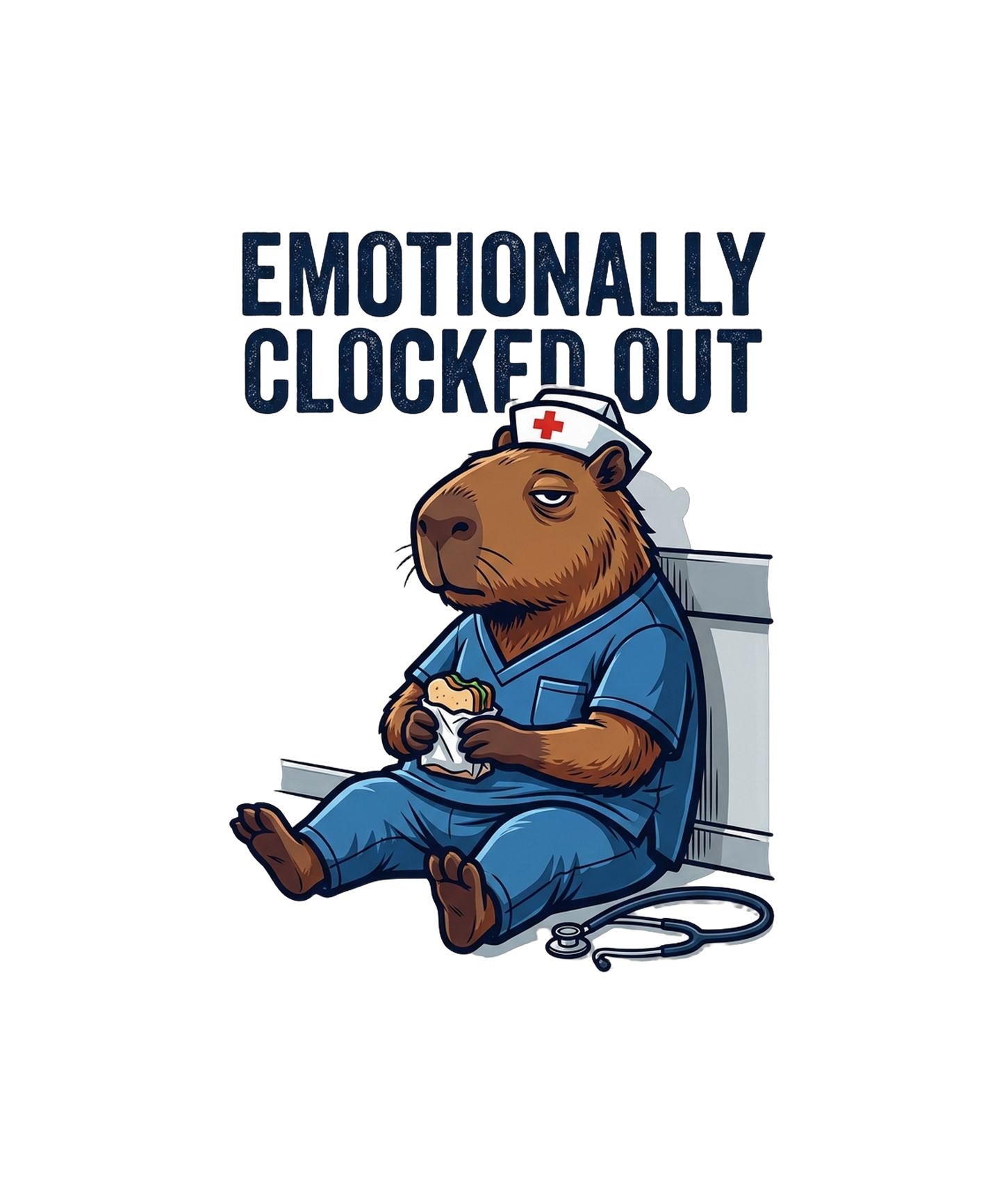 Emotionally Clocked Out - Nurse Capybara