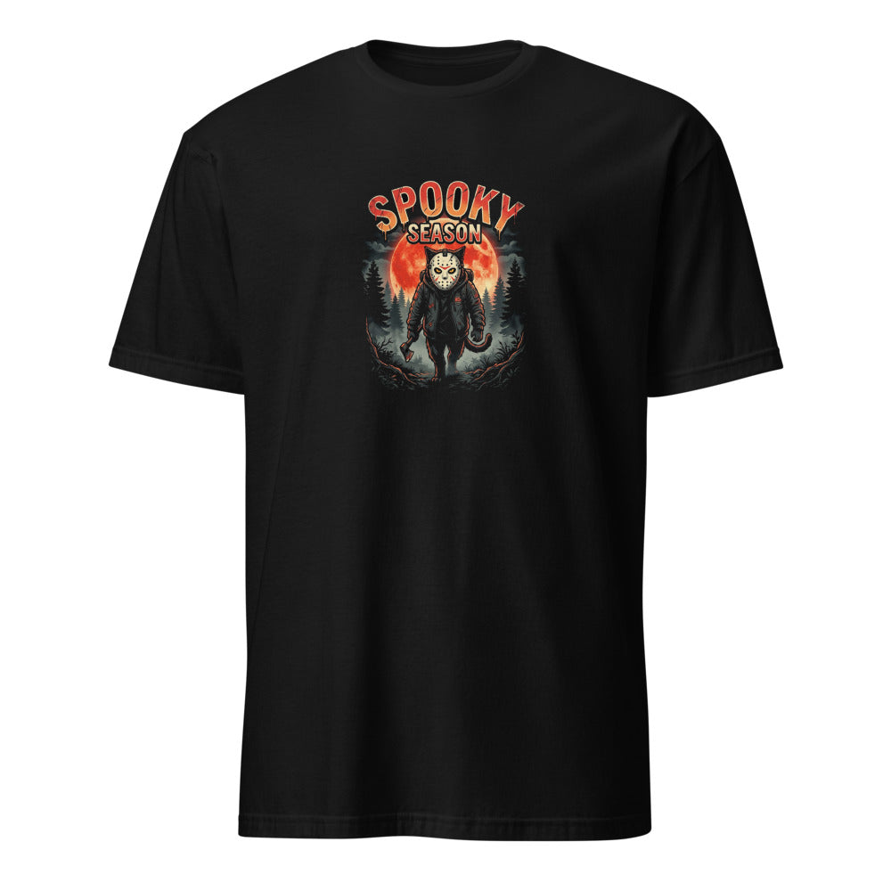 Spooky Season - Slasher Cat Unisex Softstyle T-Shirt - Black Front