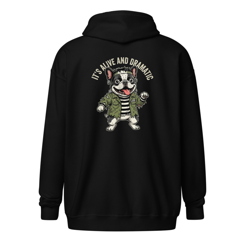 It's Alive and Dramatic - Frankenstein Frenchie Unisex Apparel - Full-Zip Hoodie