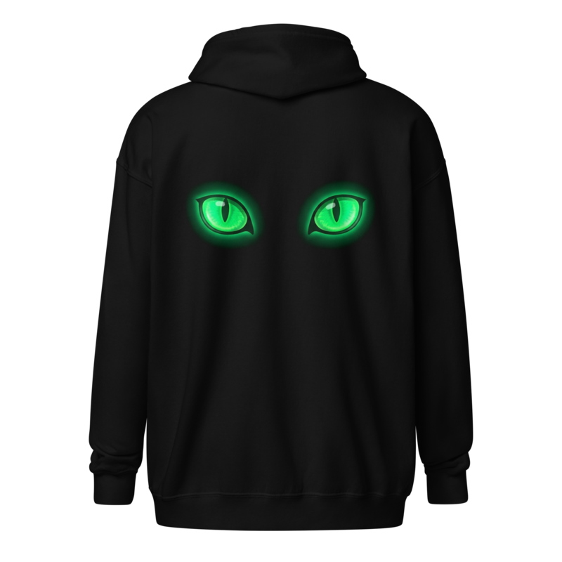 The Void - Glowing Emerald Green Cat Eyes Unisex Apparel - Full-Zip Hoodie