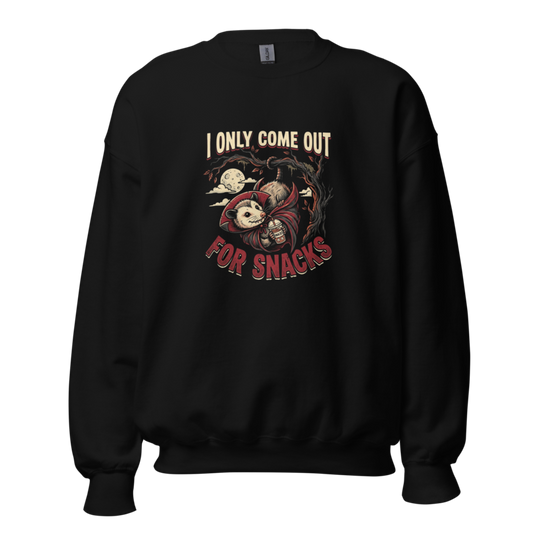 I Only Come Out For Snacks - Vampire Possum Unisex Apparel - Crewneck Sweatshirt