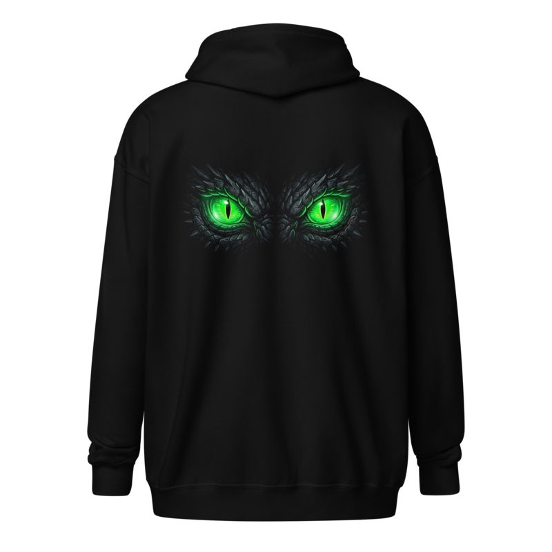 Mythic Glowing Emerald Dragon Eyes - Unisex Apparel - Full-Zip Hoodie