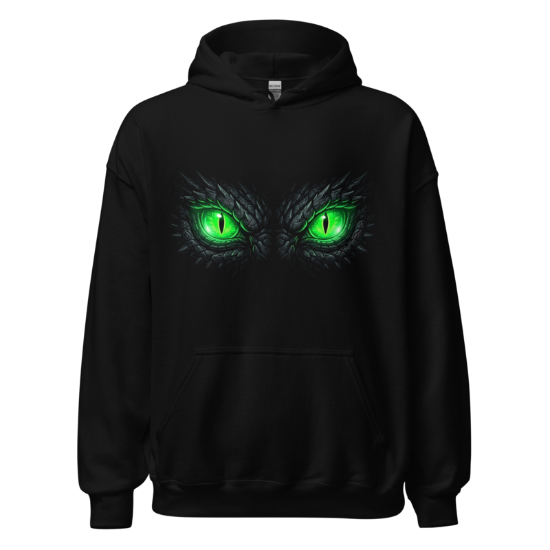 Mythic Glowing Emerald Dragon Eyes - Unisex Apparel - Pullover Hoodie