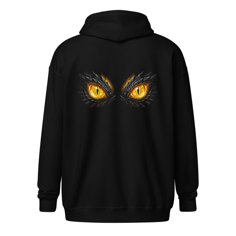 Mythic Glowing Golden Dragon Eyes - Unisex Apparel - Full-Zip Hoodie