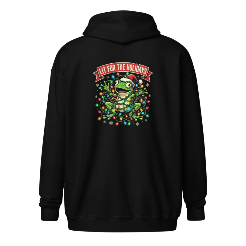 Lit for the Holidays - Christmas Tree Frog Unisex Apparel - Full-Zip Hoodie