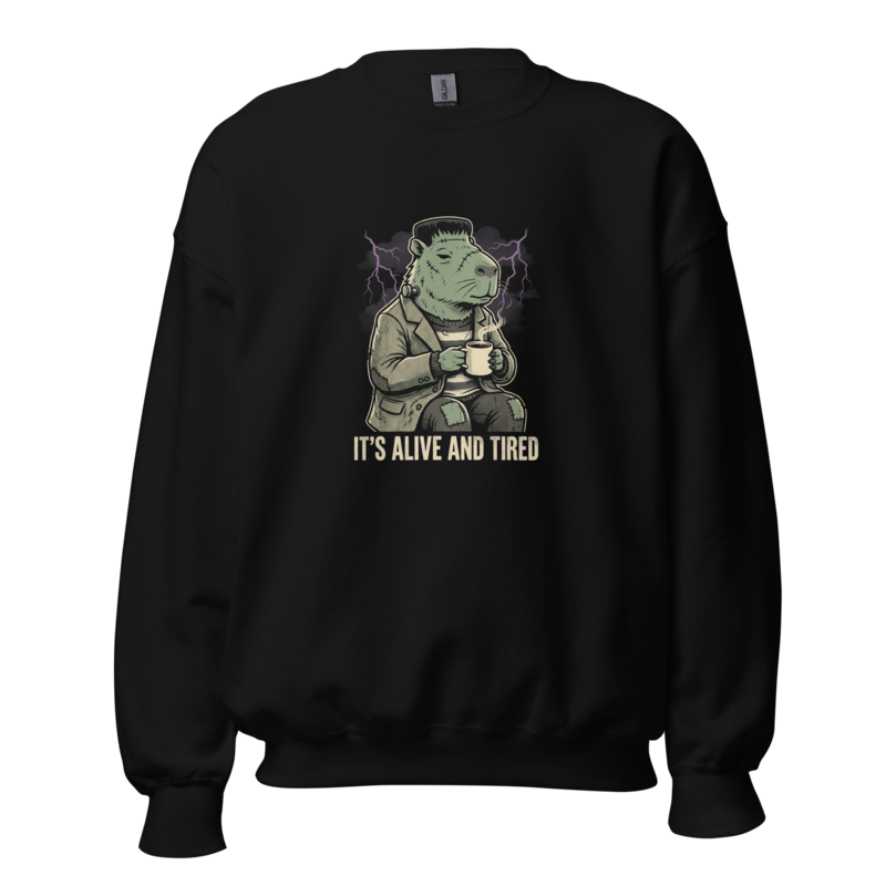 It's Alive and Tired - Frankenstein Capybara Unisex Apparel - Crewneck Sweatshirt