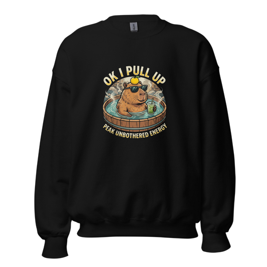 Peak Unbothered Energy - Capybara Unisex Apparel - Crewneck Sweatshirt