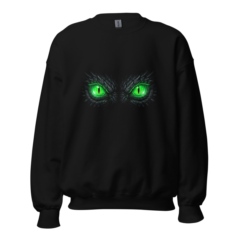 Mythic Glowing Emerald Dragon Eyes - Unisex Apparel - Crewneck Sweatshirt