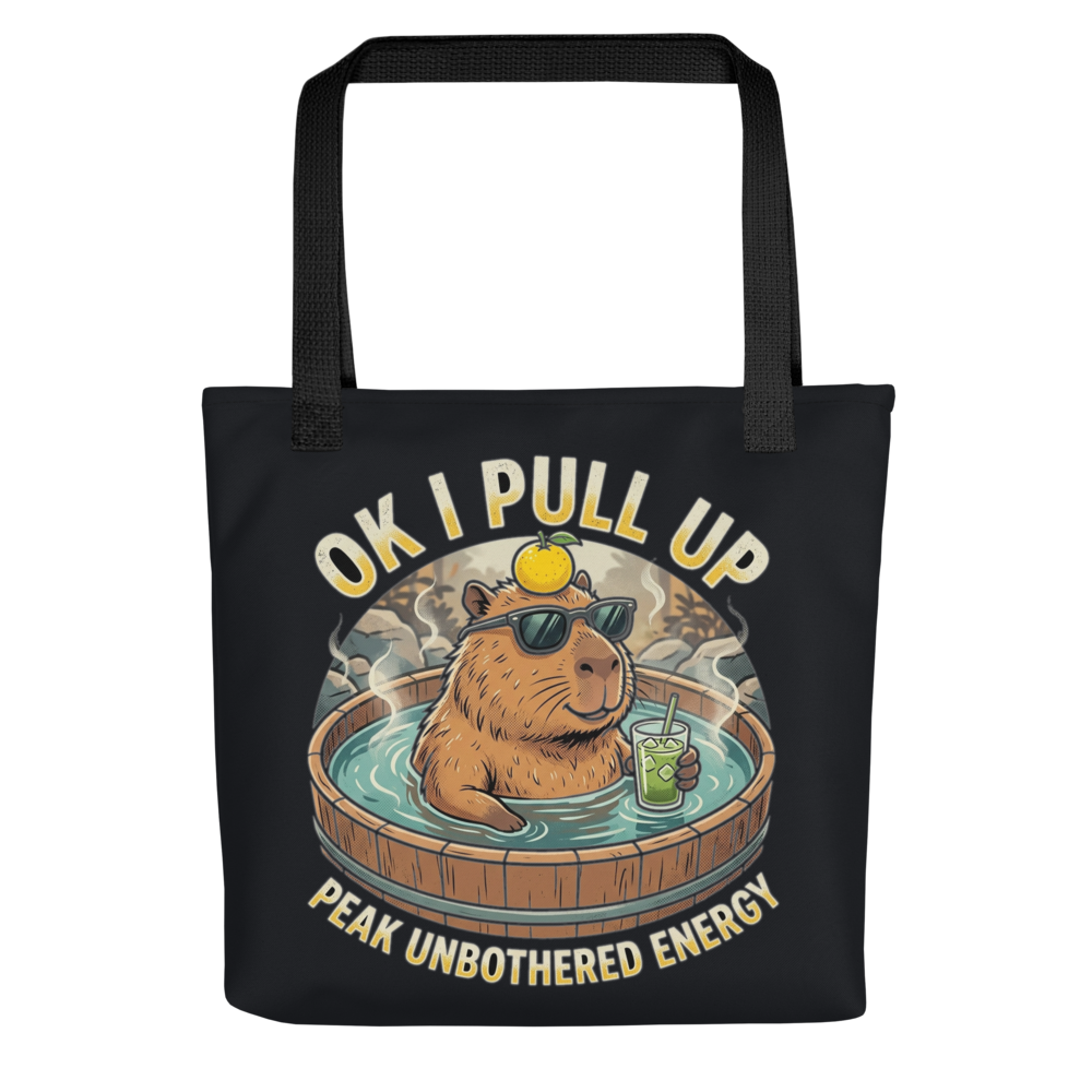 Peak Unbothered Capybara — All-Over Print Canvas Tote Bag