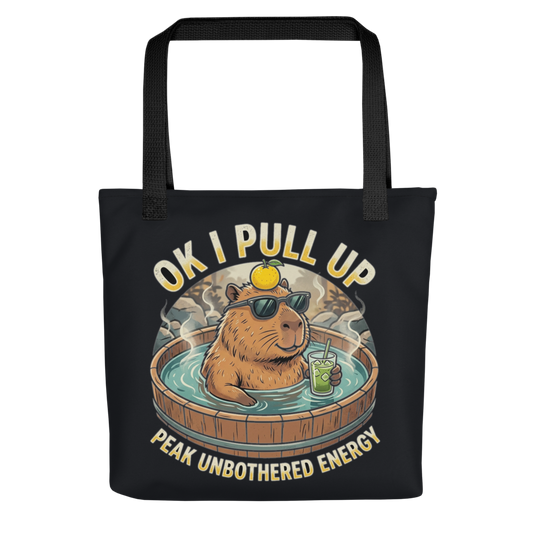Peak Unbothered Capybara — All-Over Print Canvas Tote Bag