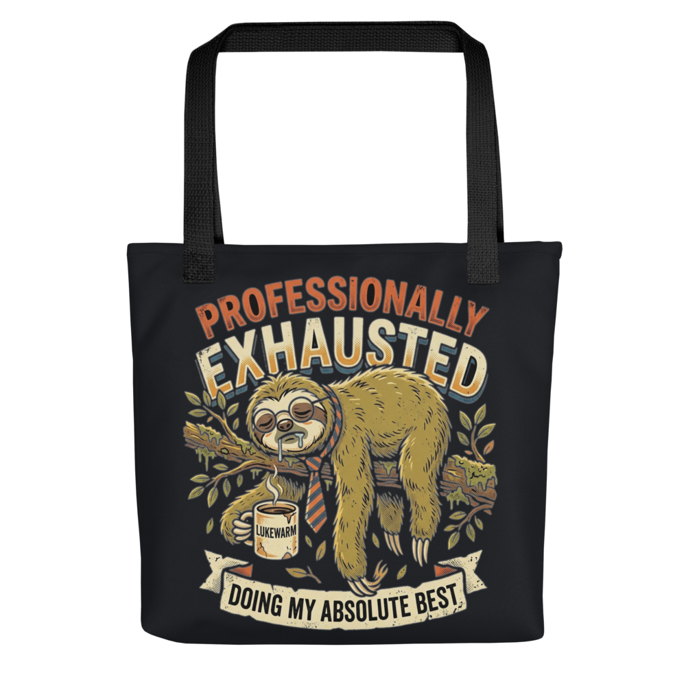 Professionally Exhausted Sloth — All-Over Print Canvas Tote Bag