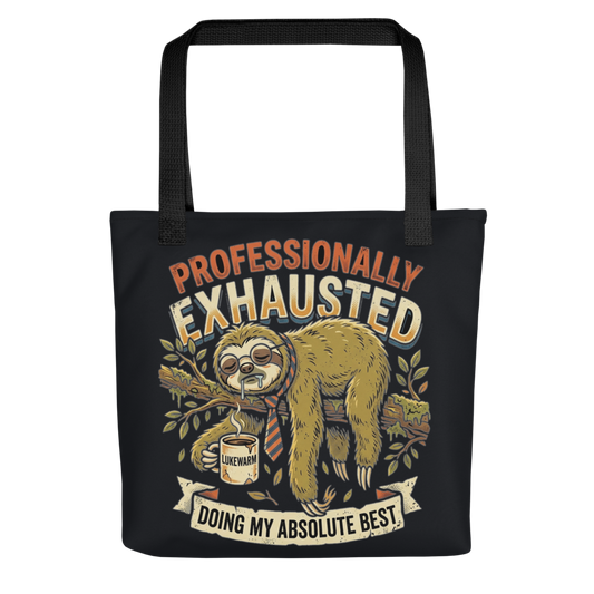 Professionally Exhausted Sloth — All-Over Print Canvas Tote Bag