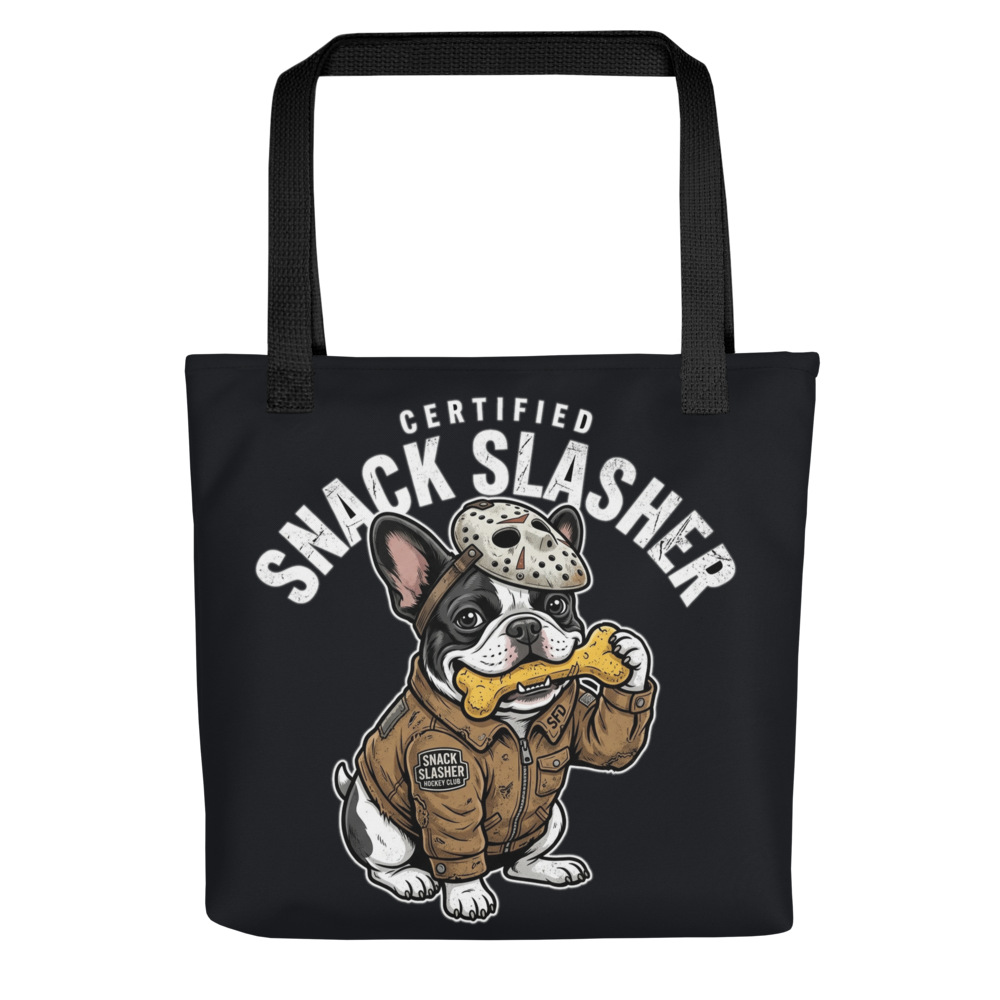 Certified Snack Slasher Frenchie — All-Over Print Canvas Tote Bag