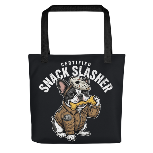 Certified Snack Slasher Frenchie — All-Over Print Canvas Tote Bag
