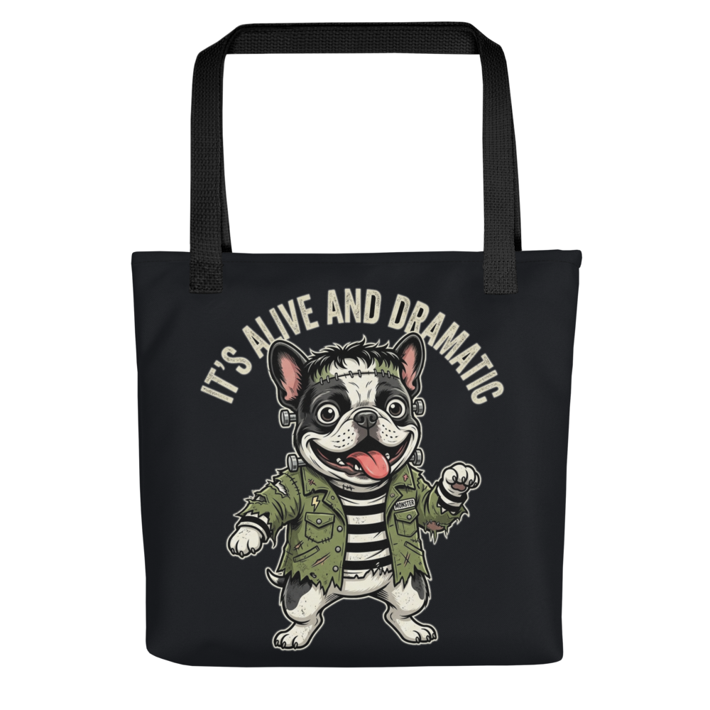 Frankenstein Frenchie — All-Over Print Canvas Tote Bag