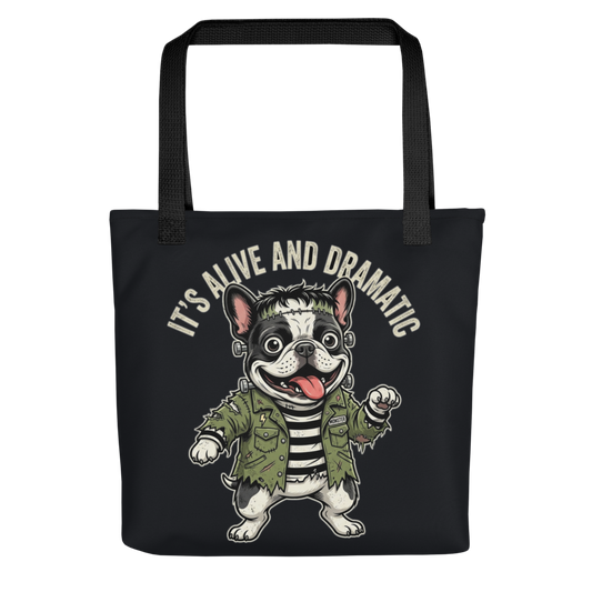 Frankenstein Frenchie — All-Over Print Canvas Tote Bag