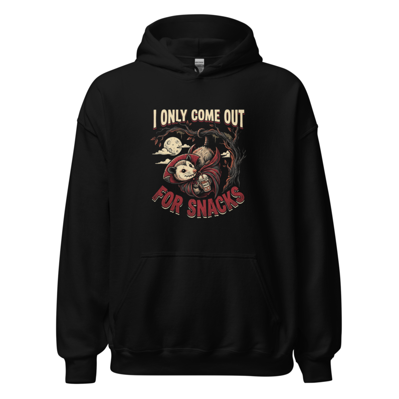 I Only Come Out For Snacks - Vampire Possum Unisex Apparel - Pullover Hoodie