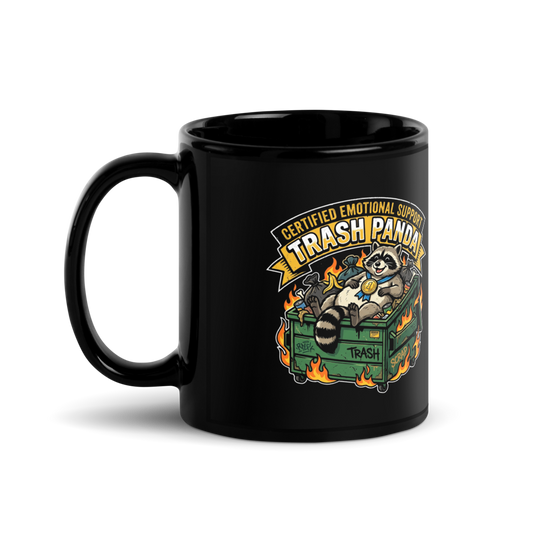 Certified Emotional Support Trash Panda — Black Glossy Mug