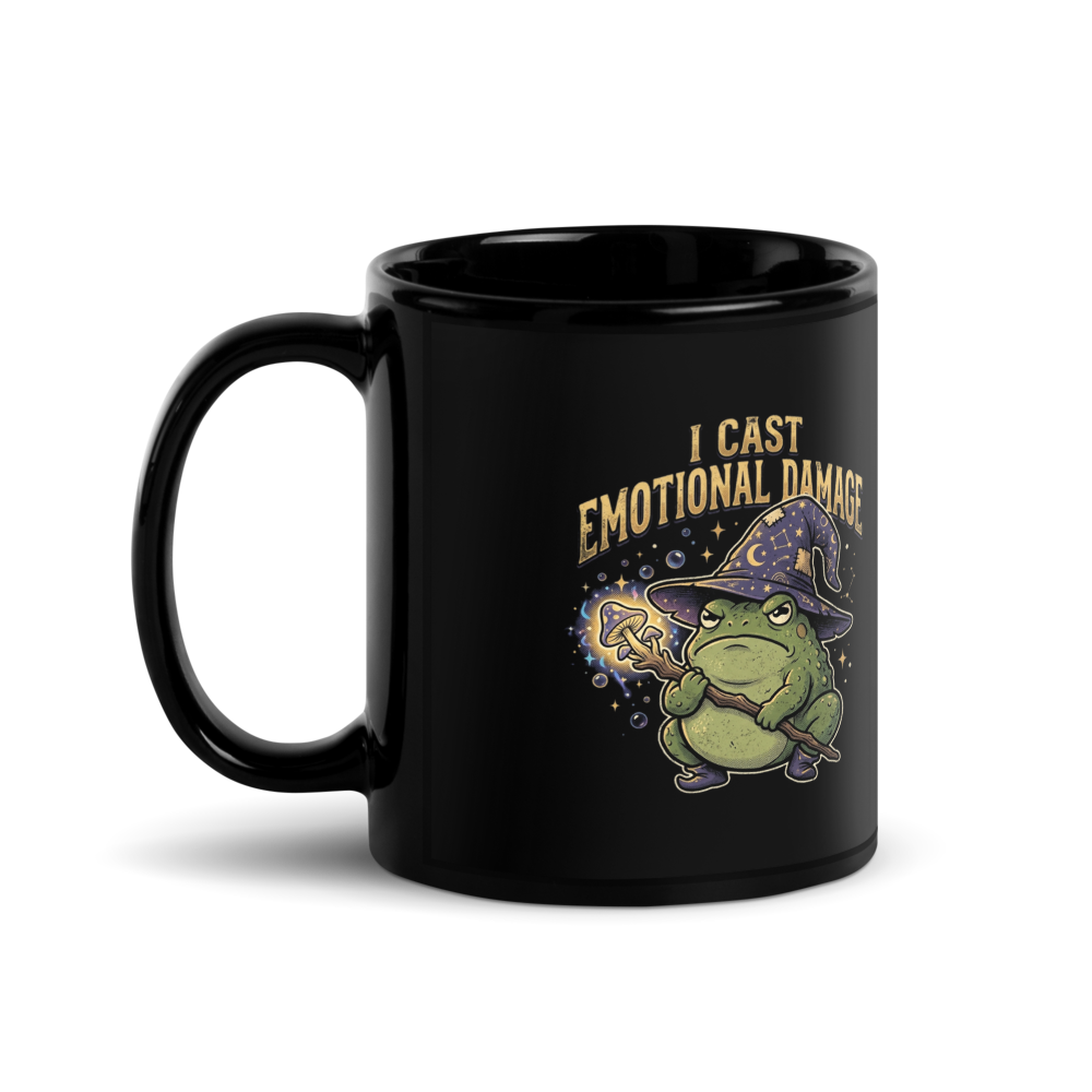 Emotional Damage Wizard Toad — Black Glossy Mug