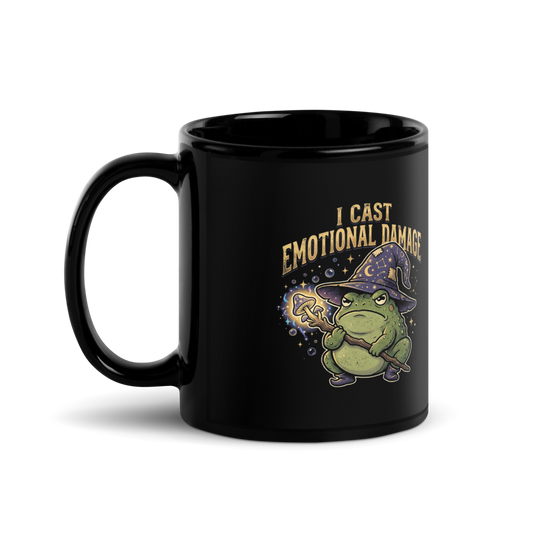 Emotional Damage Wizard Toad — Black Glossy Mug