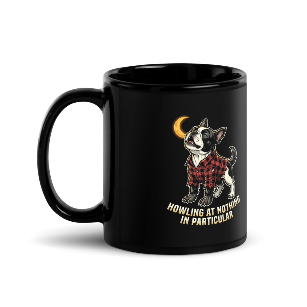 Howling Werewolf Frenchie — Black Glossy Mug