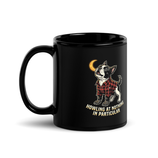Howling Werewolf Frenchie — Black Glossy Mug