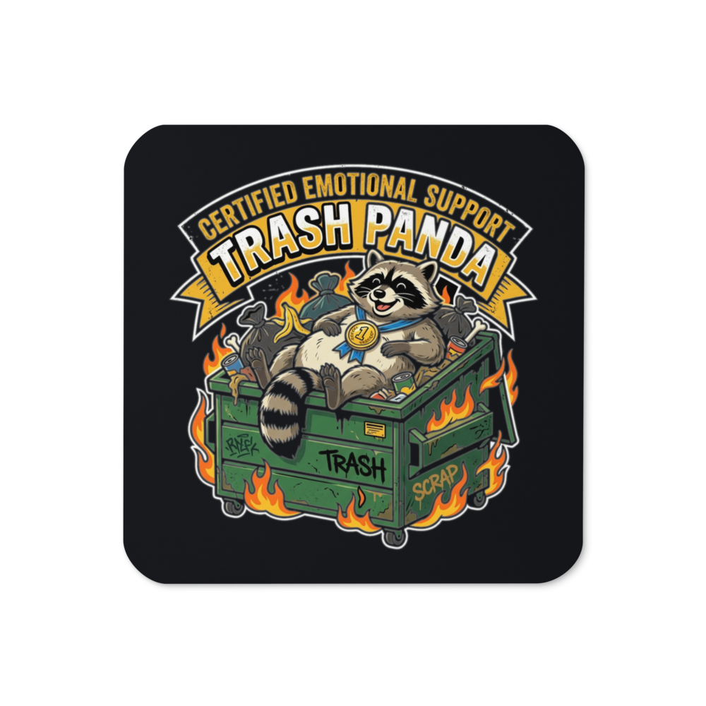 Certified Emotional Support Trash Panda — Cork-Back Coaster