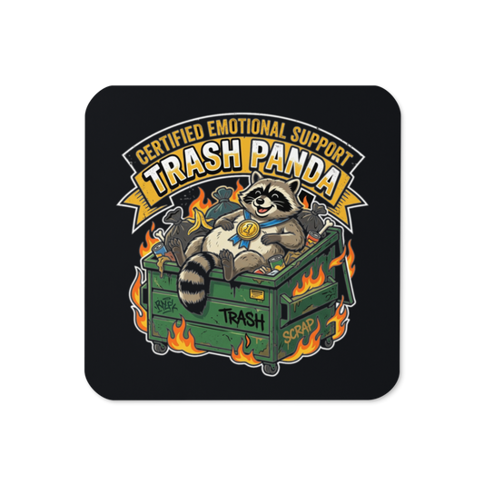 Certified Emotional Support Trash Panda — Cork-Back Coaster