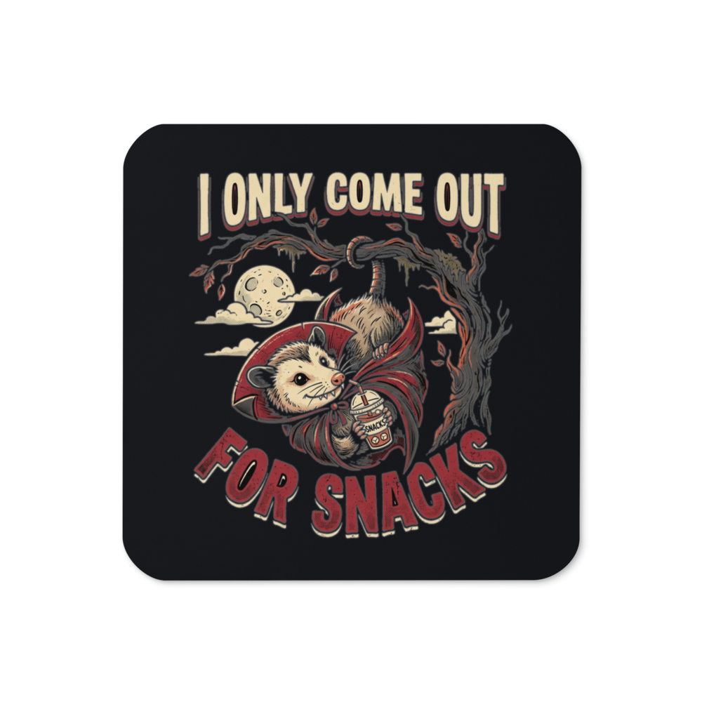 I Vant to Drink Your Snacks Vampire Possum — Cork-Back Coaster