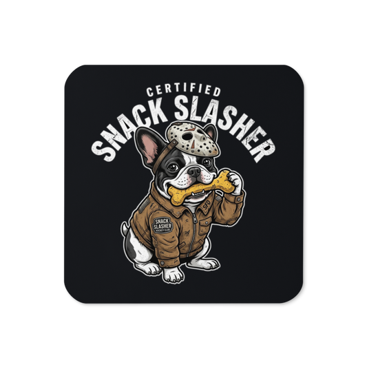 Certified Snack Slasher Frenchie — Cork-Back Coaster