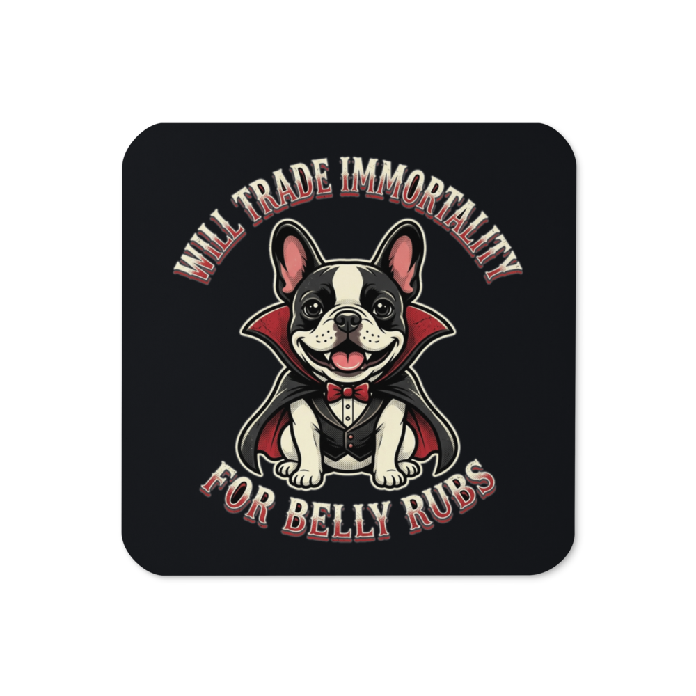Count Dracula Frenchie — Cork-Back Coaster