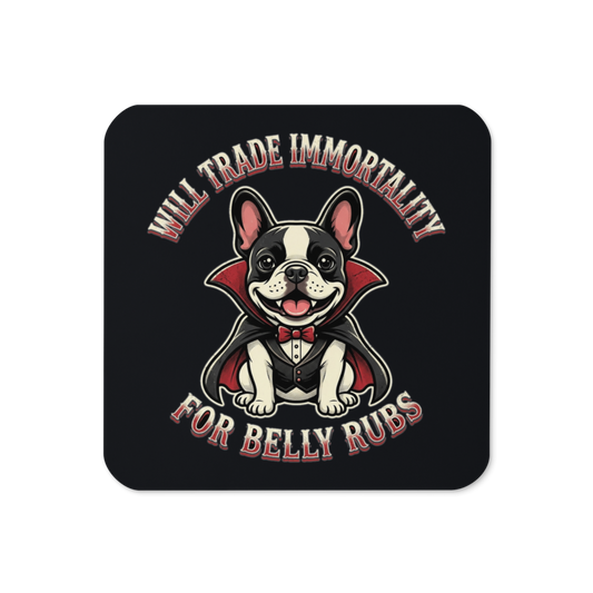 Count Dracula Frenchie — Cork-Back Coaster