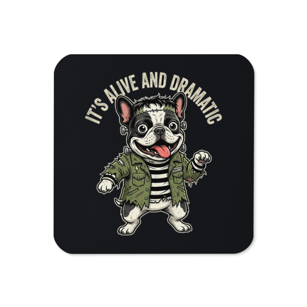 Frankenstein Frenchie — Cork-Back Coaster