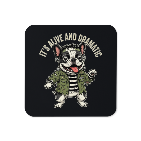 Frankenstein Frenchie — Cork-Back Coaster