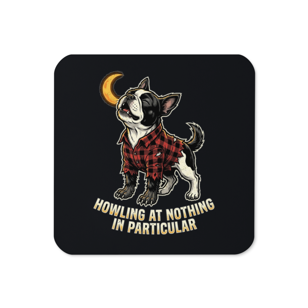 Howling Werewolf Frenchie — Cork-Back Coaster