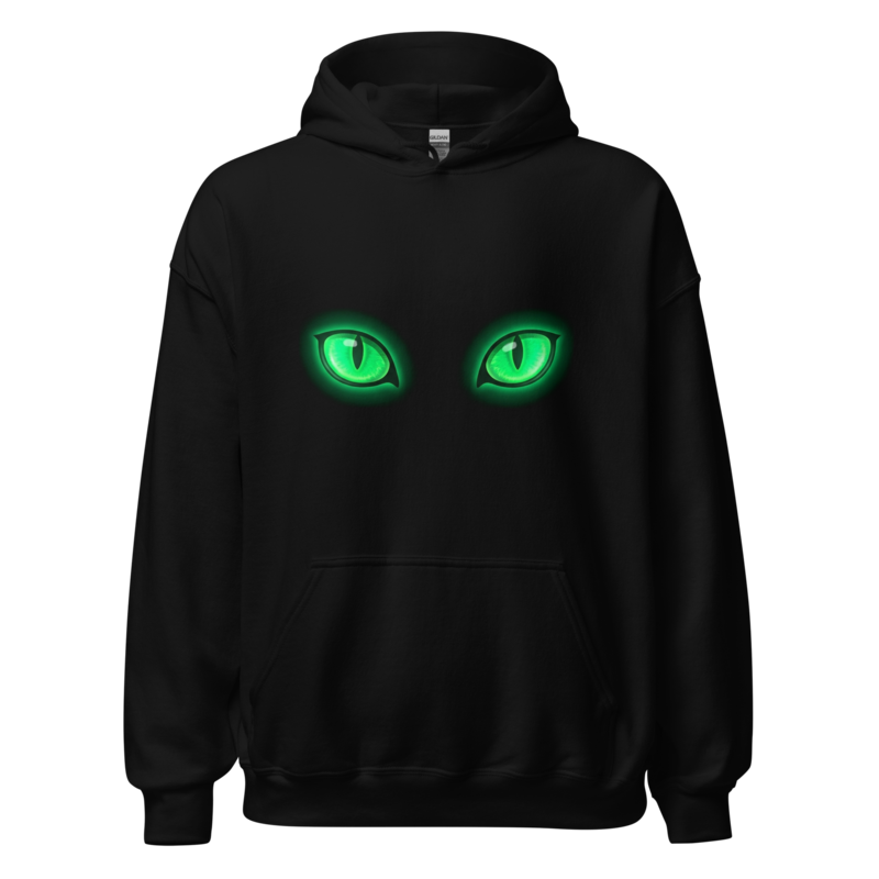 The Void - Glowing Emerald Green Cat Eyes Unisex Apparel - Pullover Hoodie