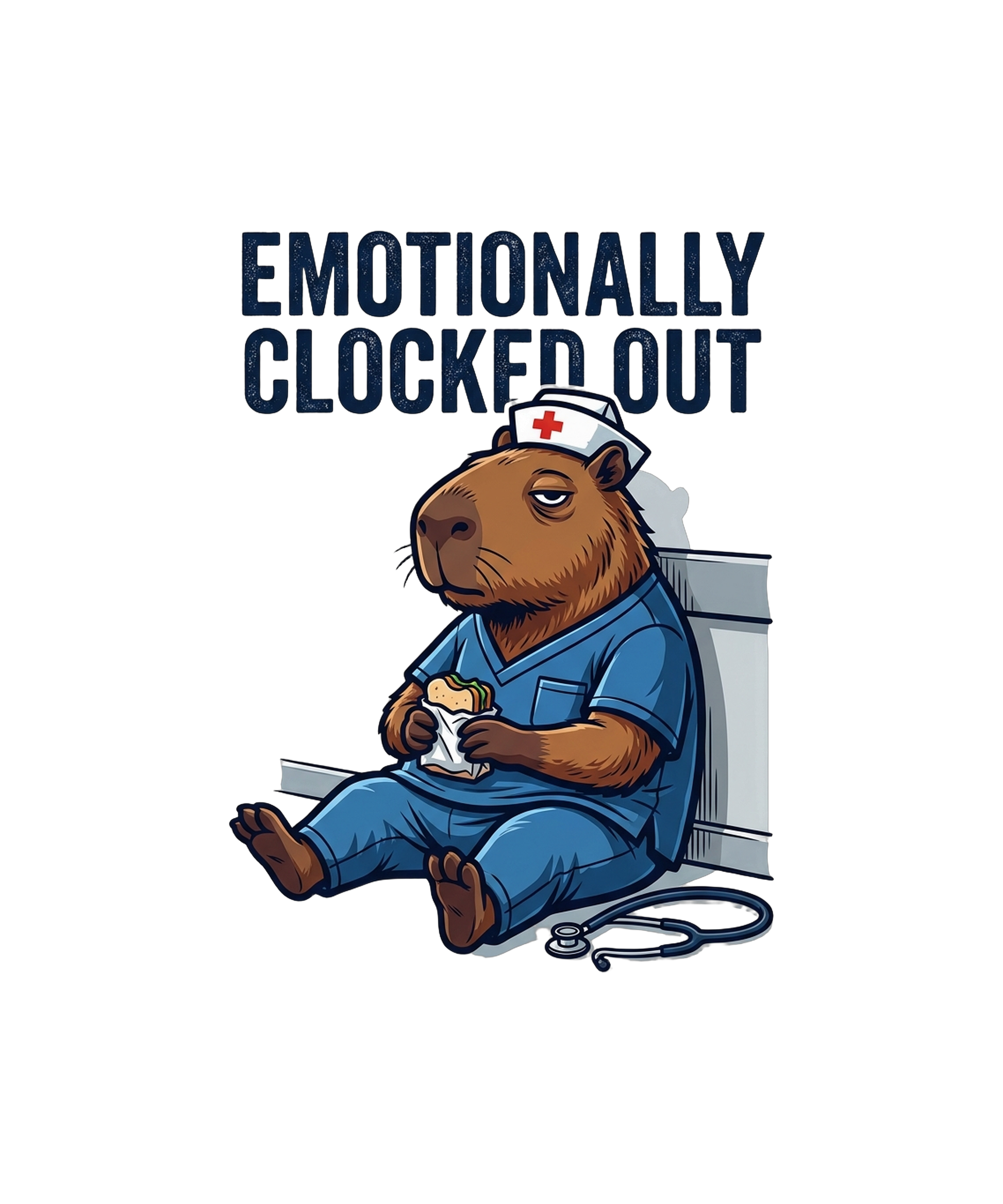 Emotionally Clocked Out - Nurse Capybara