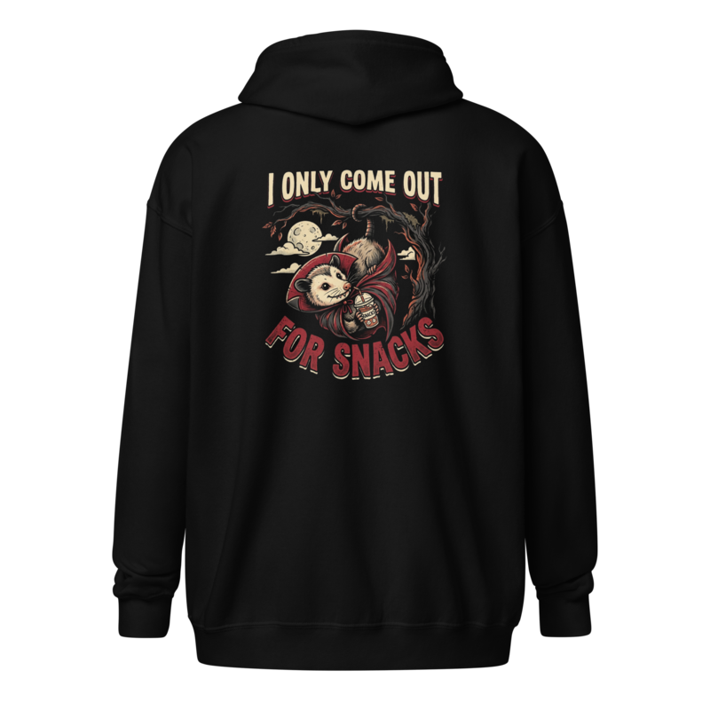 I Only Come Out For Snacks - Vampire Possum Unisex Apparel - Full-Zip Hoodie