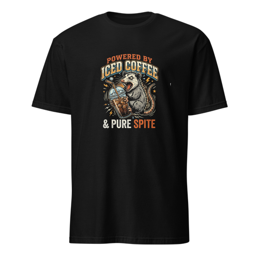 Powered by Iced Coffee and Pure Spite - Screaming Possum Unisex Apparel - T-Shirt
