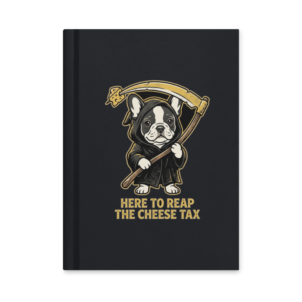 Reaping the Cheese Tax Grim Reaper Frenchie — Hardcover Matte Journal