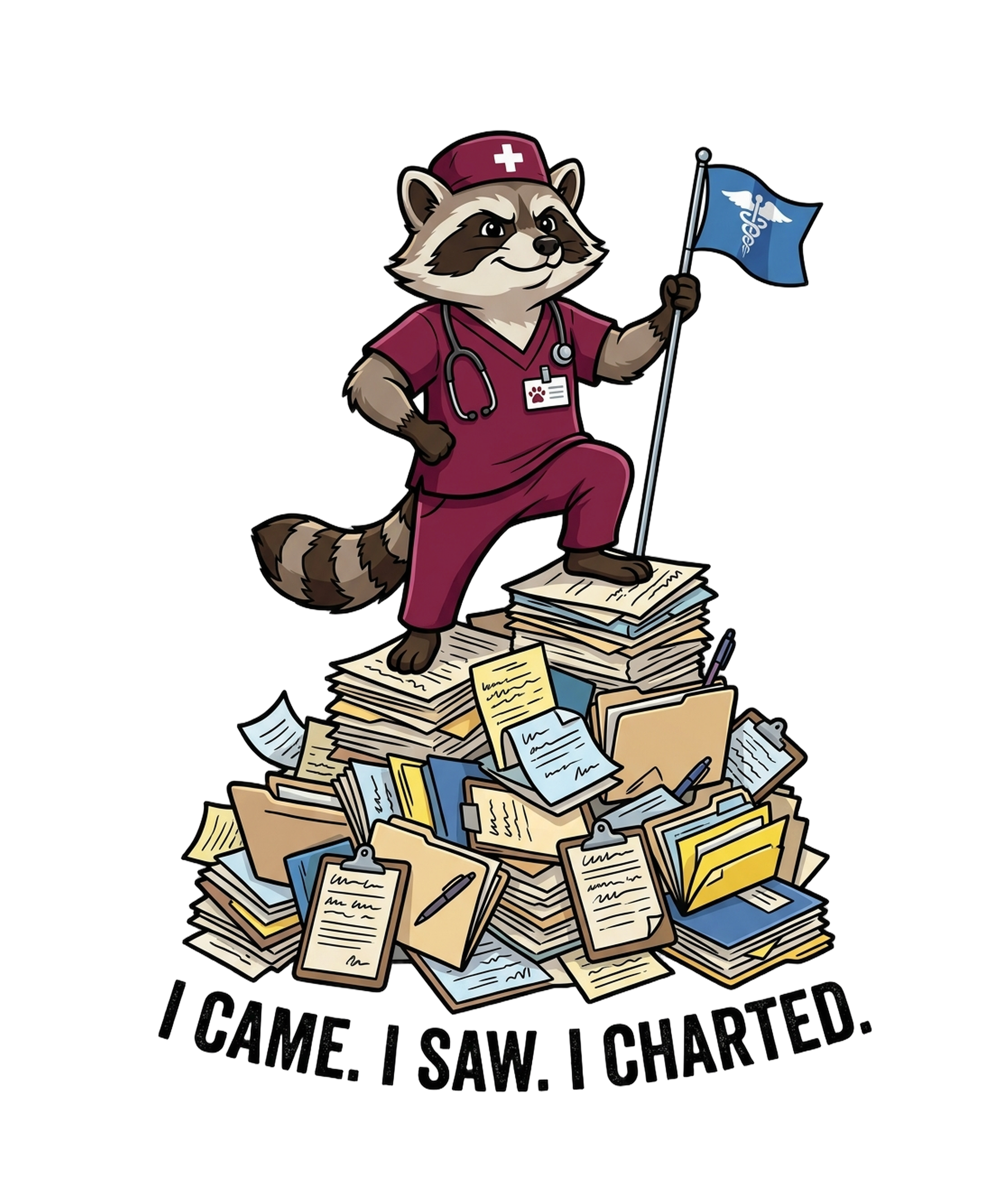 I Came I Saw I Charted - Nurse Raccoon