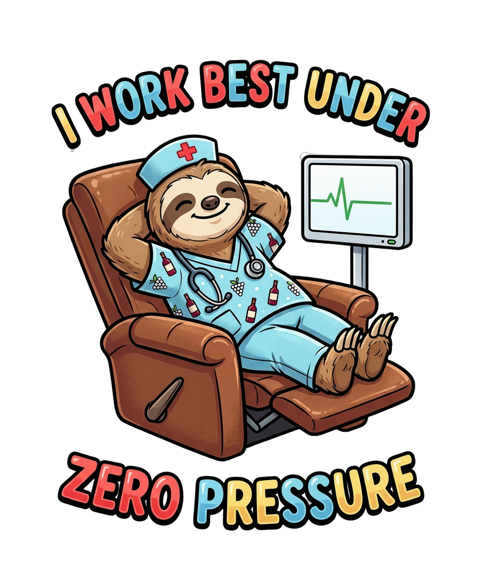 I Work Best Under Zero Pressure - Nurse Sloth