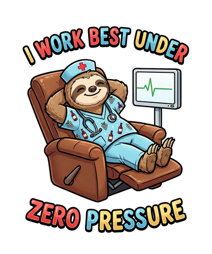 I Work Best Under Zero Pressure - Nurse Sloth