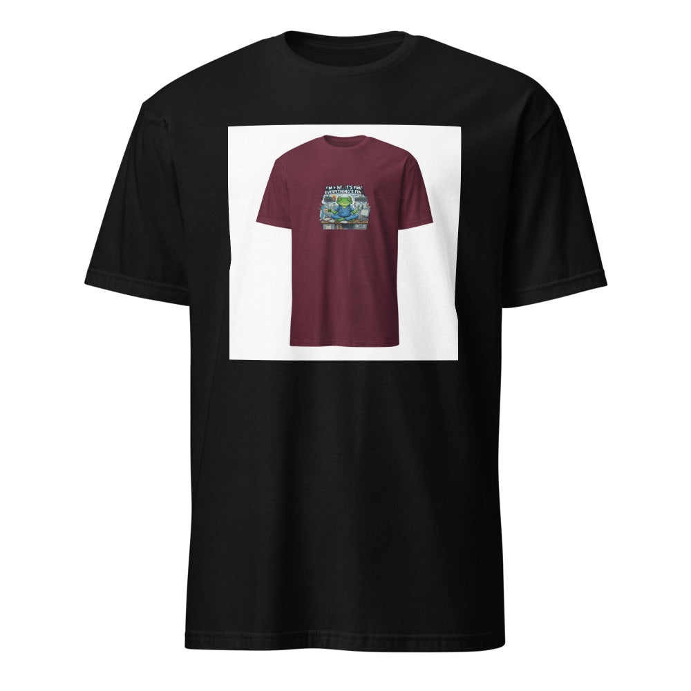 I'm Fine It's Fine Everything's Fine - Nurse Frog - Black T-Shirt