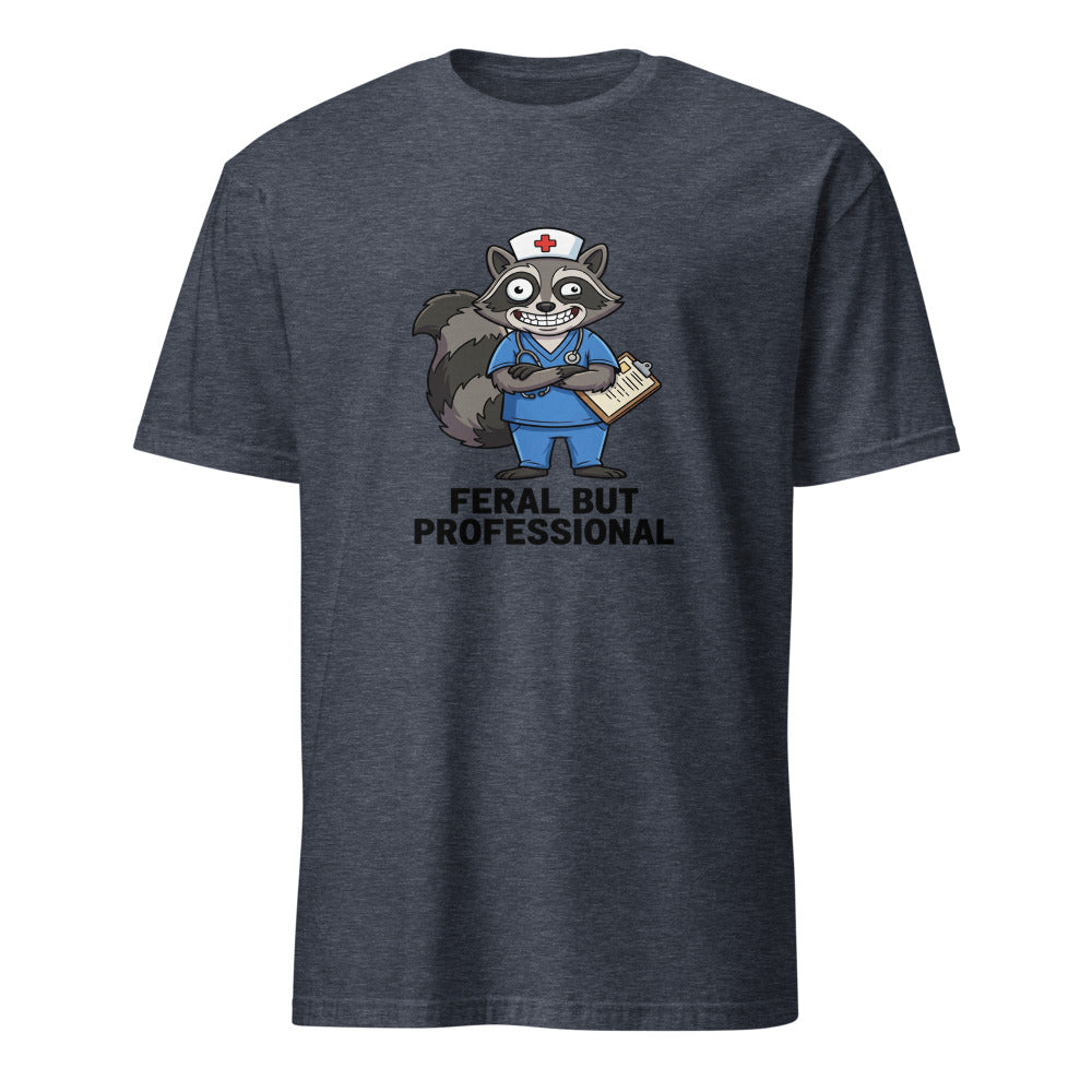 Feral But Professional - Nurse Raccoon - Navy T-Shirt