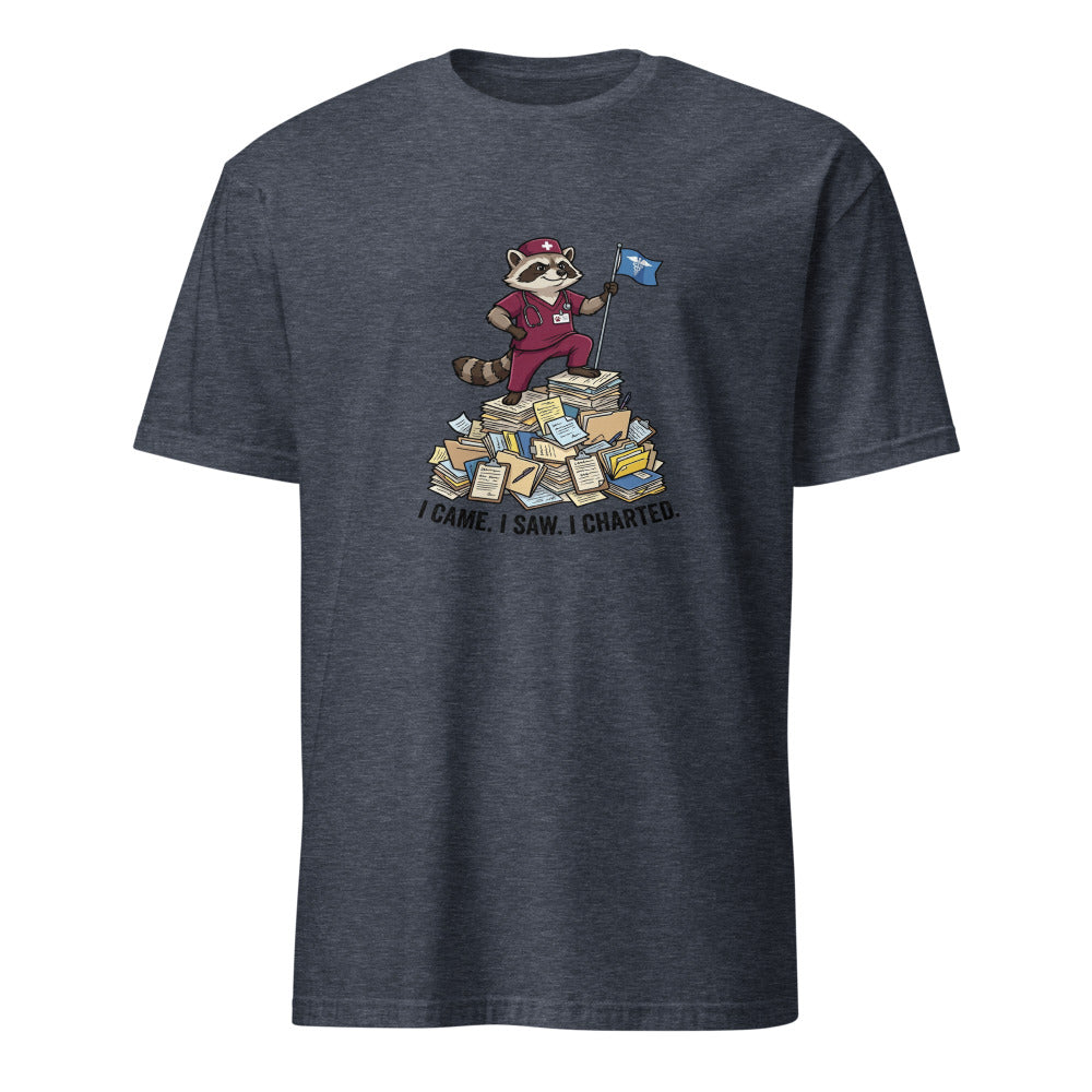 I Came I Saw I Charted - Nurse Raccoon - Navy T-Shirt