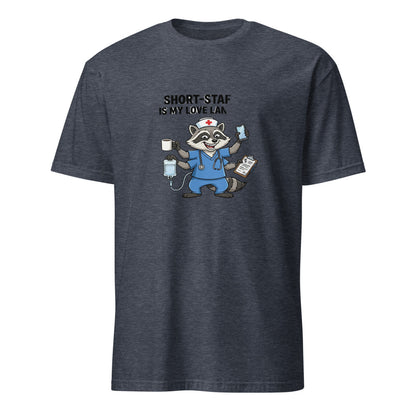 Short-Staffed Is My Love Language - Nurse Raccoon - Navy T-Shirt